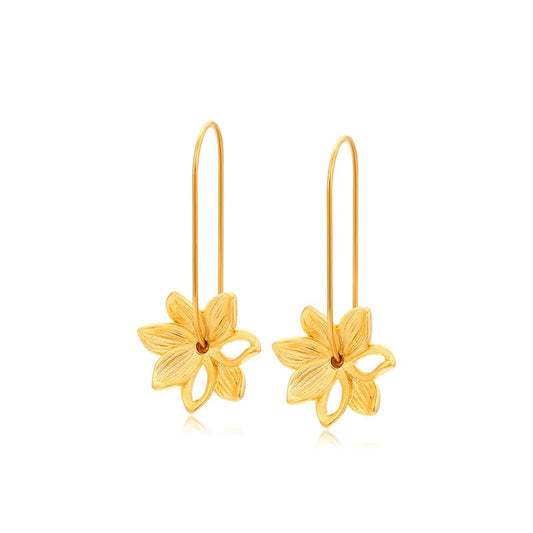 24K gold-plated fresh flower ear hook detachable two on earrings