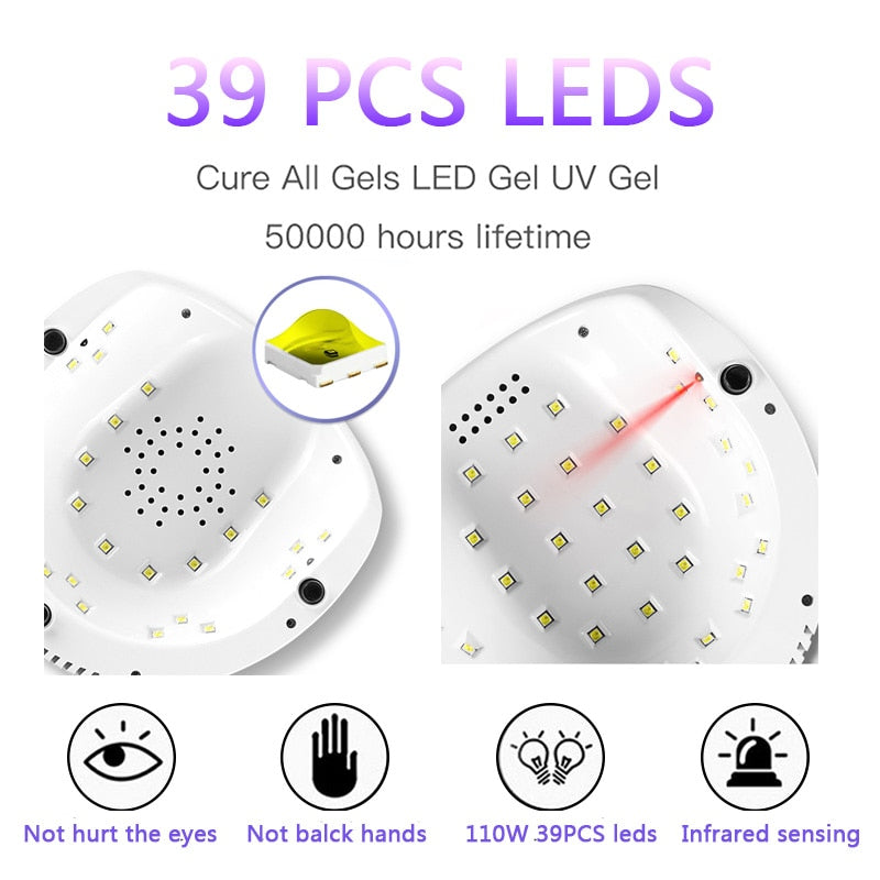 86W UV LED Lamp Nail Dryer For Nail Manicure With 39 PCS LEDs Fast Drying Nail Drying Lamp Curing Light