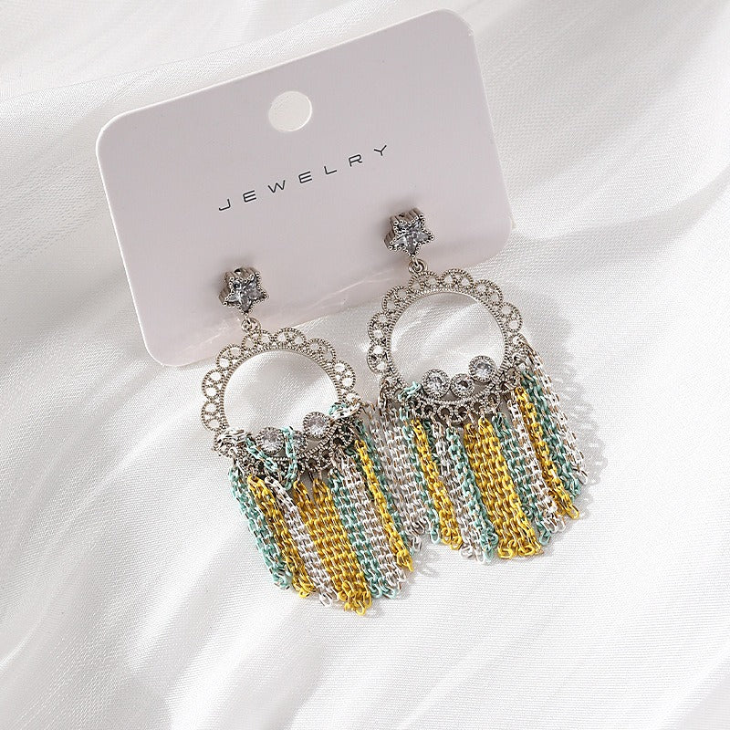 Fashionable tassel girl earrings chain earrings