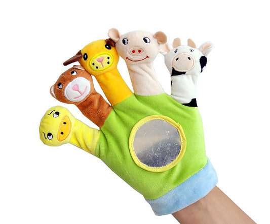 Baby hand puppet plush toys 0-1 year old baby fabric finger puppet newborn animal hand puppet glove play
