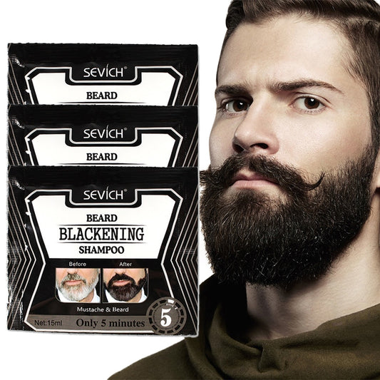 3/5/10pcs 5 Minutes Blackening Beard Shampoo Dye Beard Herb Natural Faster Blacken Beard Shampoo 15ml Natural Soft For Men