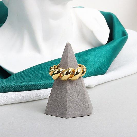 Metal twist hollow index finger ring three-dimensional gold plated French ring open ring
