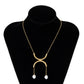 Simple Stitching Semicircle Pendant Necklace Female Creative Cold Style Chain Imitation Pearl Necklace