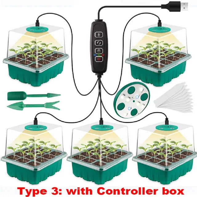 8 LED-Vollspektrum-Wachstums licht mit 12-Loch-Sämlingsschale für Pflanzen, die Samen-Starter-Gewächshaus-Phytolamp keimen