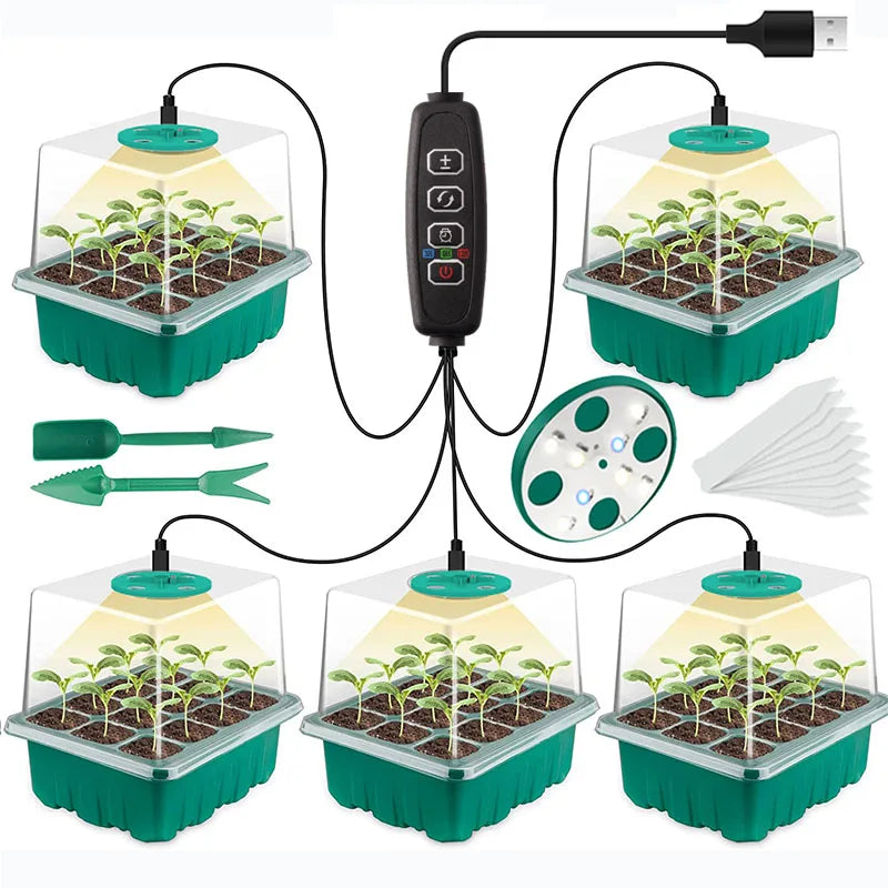 8 LED-Vollspektrum-Wachstums licht mit 12-Loch-Sämlingsschale für Pflanzen, die Samen-Starter-Gewächshaus-Phytolamp keimen