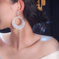 French retro cool style earrings S925 silver needle trendy exaggerated large ring earrings female acrylic art design