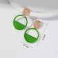 Fashion Green Women's Hollow Round Exaggerated Earrings
