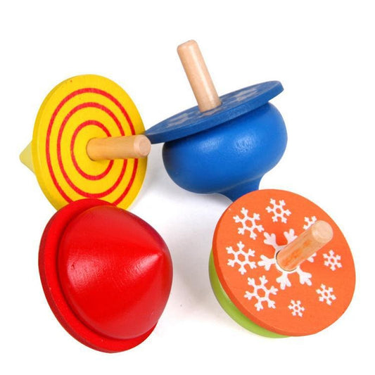 Children's wooden colored top toy High quality solid wood inverted small top toy