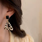 925 Silver Needle Set Diamond Hollow Geometry Black and White Stripe Earrings Earrings Vintage Triangle Earrings Personalized Earrings