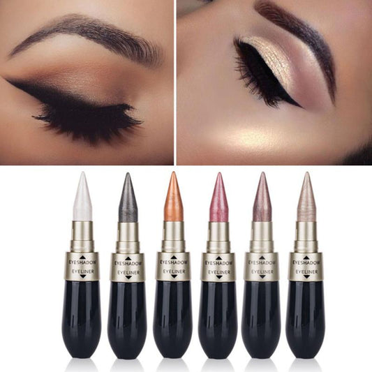 Creative Double-end Eyeshadow Black Eyeliner Pencil Waterproof 6 Colors Pigment Shimmer Glitter Smokey Eye Makeup Tool HOT TSLM2