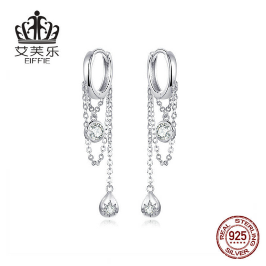 Original Design Sterling Silver Earrings Fashion Zircon Tassel Long Earrings S925 Silver Girls Earrings Jewelry