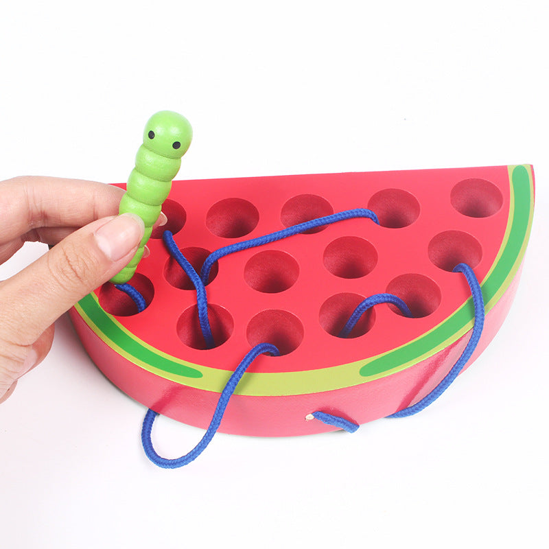 Insects Eat Apples 0.33 Threading Hands On Toys Children's Early Education Puzzle Wooden Toys Montessori Early Education Beads Threading Building Blocks Threading Game Building Blocks