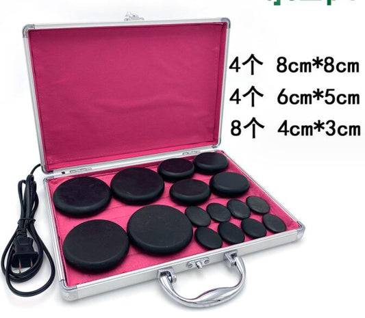 Hot Stones Massage Set with Heater Kit Massage Portable Bianstone Massage Rocks Heating Box Home Spa Heal Therapy Body Relax