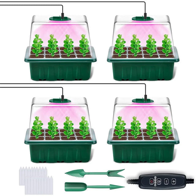 Voll spektrum LED wachsen Lichter mit Sämling schalen Pflanzens amen Starter Tabletts mit Feuchtigkeit Kuppel Gewächshaus Keimung Vermehrung